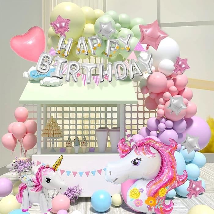 Licorne Ballon Anniversaire 4 Ans Fille – Set Aluminium Avec Cœur, Arc-en-ciel, Couronne Et Étoiles, Décoration Fête Rêvée