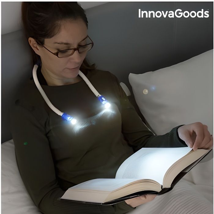 Lampe de Lecture - InnovaGoods - Lampe Livre - Flexible - 4 LED - Piles AA