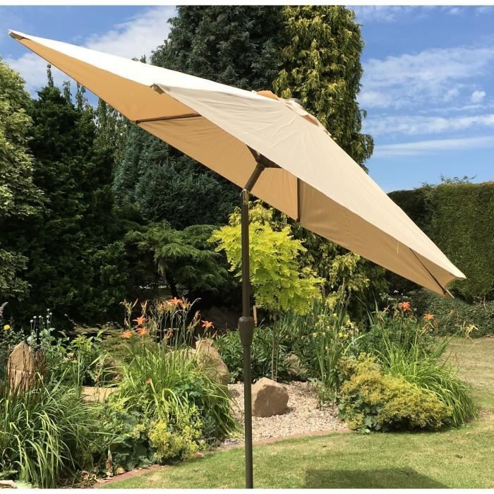 2m, vert 10 Couleurs 3 tailles Grand 2 m 2,7 m ou 3 m en métal manivelle et inclinaison jardin Parasol 