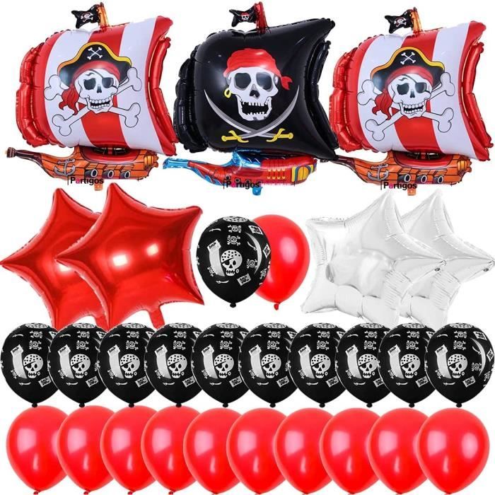 Pirate Anniversaire Décoration Enfant 103 Pièces - Fête Pirate Garçons Filles Avec Bateau Ballons, Vaisselle Et Nappe Assiette Serviette Gâteaux Deco