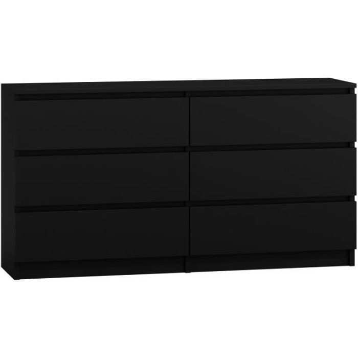 Commode Noire Avec 6 Tiroirs 140 Cm Armoire De Rangement Meuble Multi Usage Pour Chambre A Coucher Salon Chambre Bebe Cdiscount Maison
