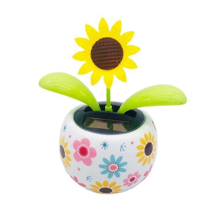 Liuer 3 Fleurs Solaires Balançoire – Ornement Voiture Bureau – Énergie Solaire – Cadeau Rigolo