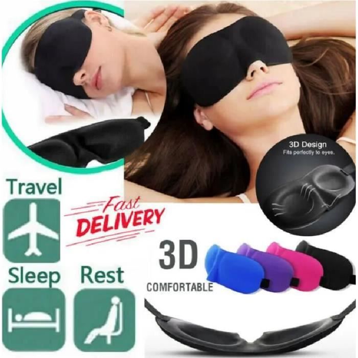 Masques de sommeil Masque des Yeux Sommeil Voyage 3D comfortable Trilancer Anti-lumière pour homme femme avec 2 bouchons doreilles professionels，2 Dispositifs anti-ronflement