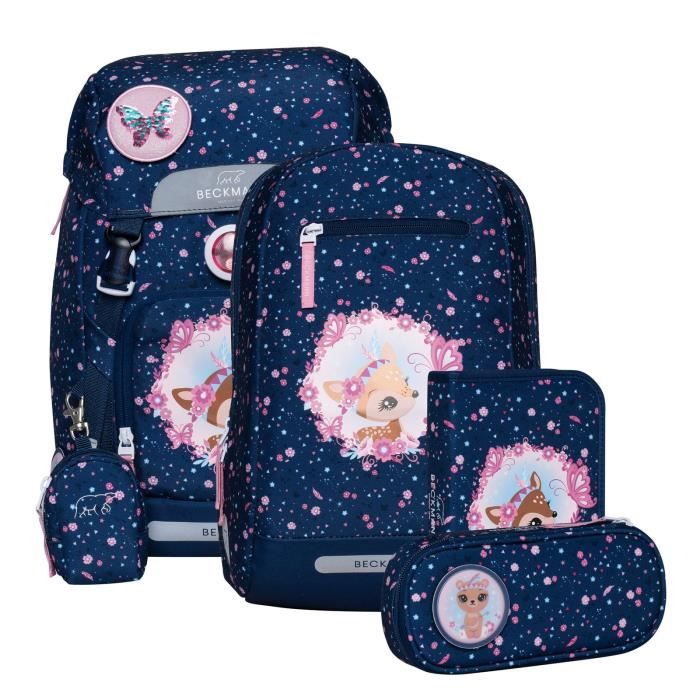 Beckmann Zaino Scuola Ninja Master Set 6 Pezzi – 22L, Con Copripioggia, Portalunch, Astuccio E Portachiavi, Per Tablet 13", Blu, Morbido E Regolabile