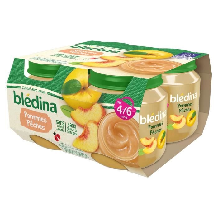 Lot De 5 Bledina Compote Bebe Petit Pot Pommes Peches Des 4 6 Mois 4 Pots De 130g Achat Vente Compote Dessert Fruite Lot De 5 Bledina