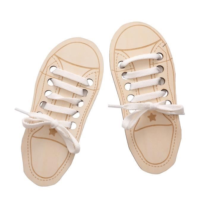 Akozon Planche à chaussures à laçage en bois Jouet de chaussure de laçage en bois pour tout