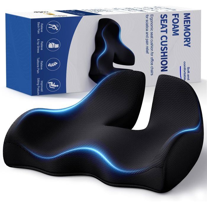 Coussin de Siège en Mousse à Mémoire, Coussin Orthopédique Coccyx Sciatique  Soulager les douleurs, Ergonomique Coussin Anti Escarres - Cdiscount Santé  - Mieux vivre