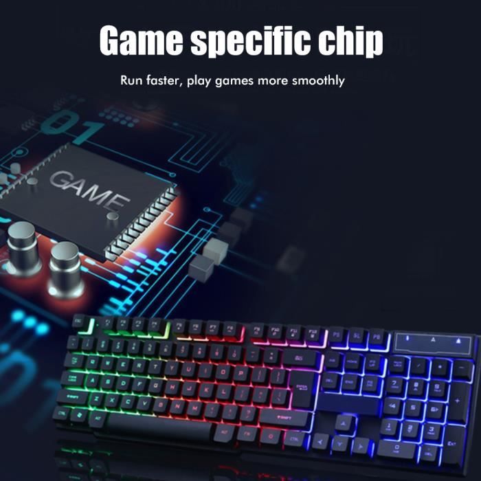 CHONCHOW Ensemble clavier et souris de jeu, rétro-éclairage LED filaire