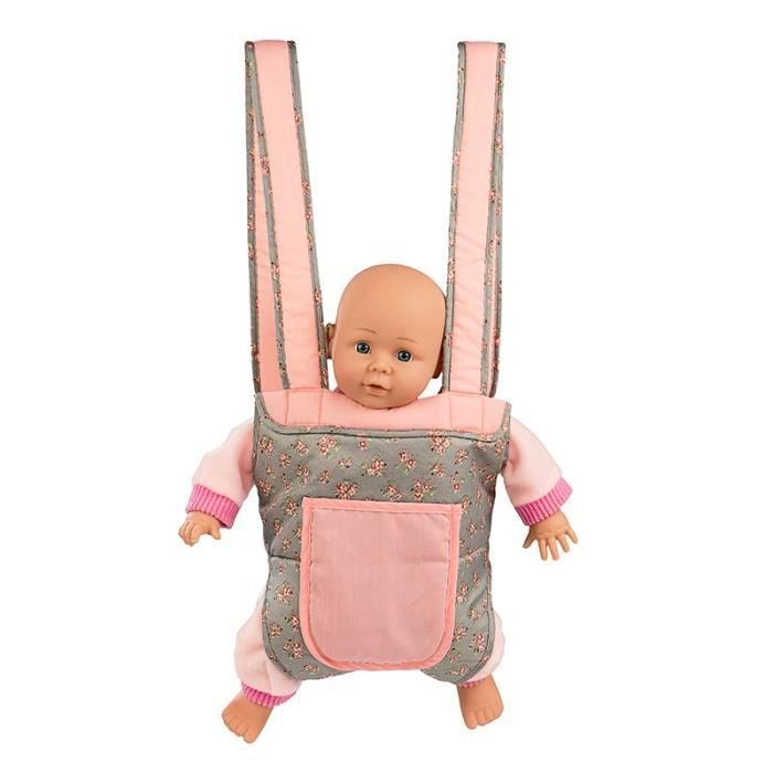 GAGAKU Porte-Poupée Enfant En Coton Avec Sangles Réglables - Rose Fleurs De Poire, Idéal Pour Transporter Poupées Et Peluches