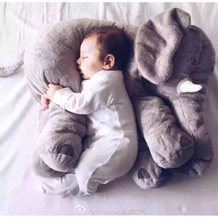 B b l l phant dormir poup e peluche oreiller Cdiscount Maison