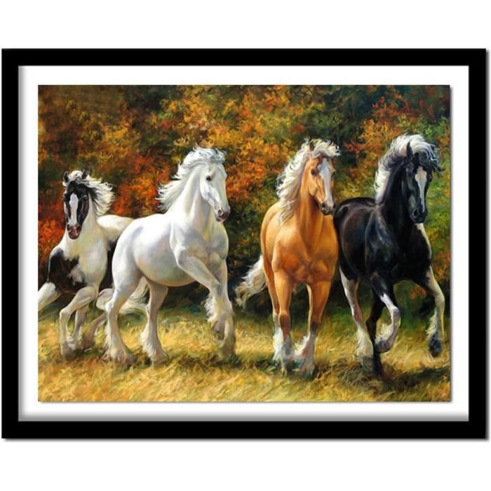 Diamond Painting Cheval 30x30cm - Kit Complet DIY Art Diamant Pour Déco Murale Adultes