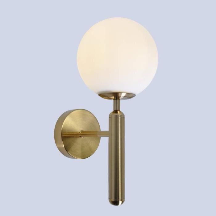 Applique Murale Rétro Chao Zan - Sphère Verre & Métal Doré | E27 | Sans Ampoule | Salon, Chambre, Salle à Manger
