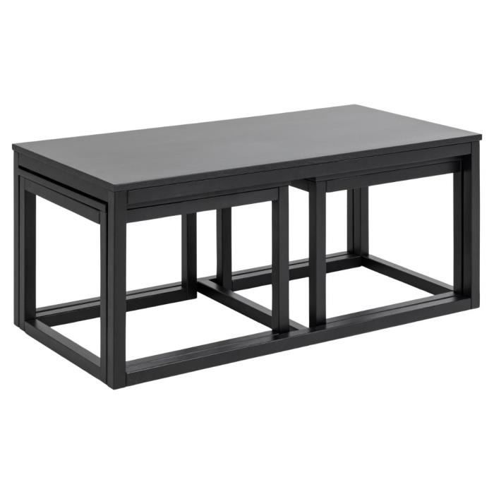 ensemble de 3 tables basses - emob - cornius - bois massif - laqué - contemporain
