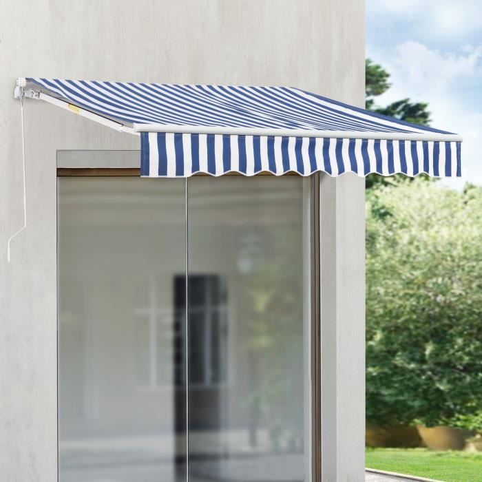 Store Banne Bitonto avec Manivelle 250 x 200 cm Bleu Blanc