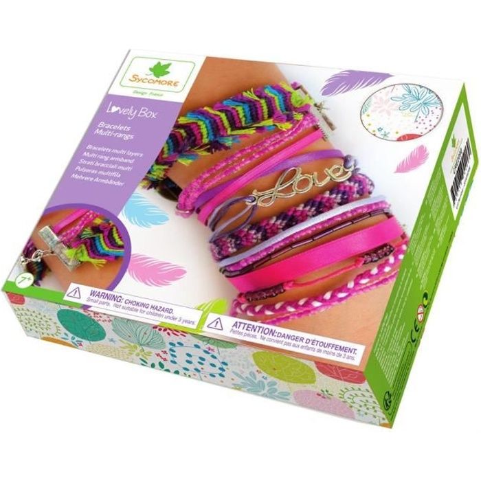 bracelets multi rang - sycomore - grand modèle - loisirs créatifs enfants - fille - rose