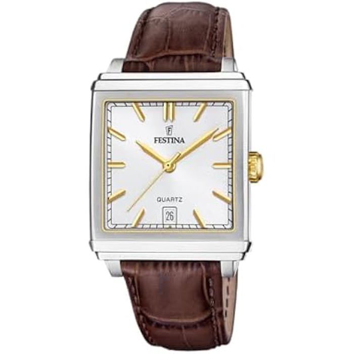 Montre - FESTINA - F20681/4 - Acier Inoxydable Gris - Bracelet Cuir Marron - Étanchéité 5 ATM