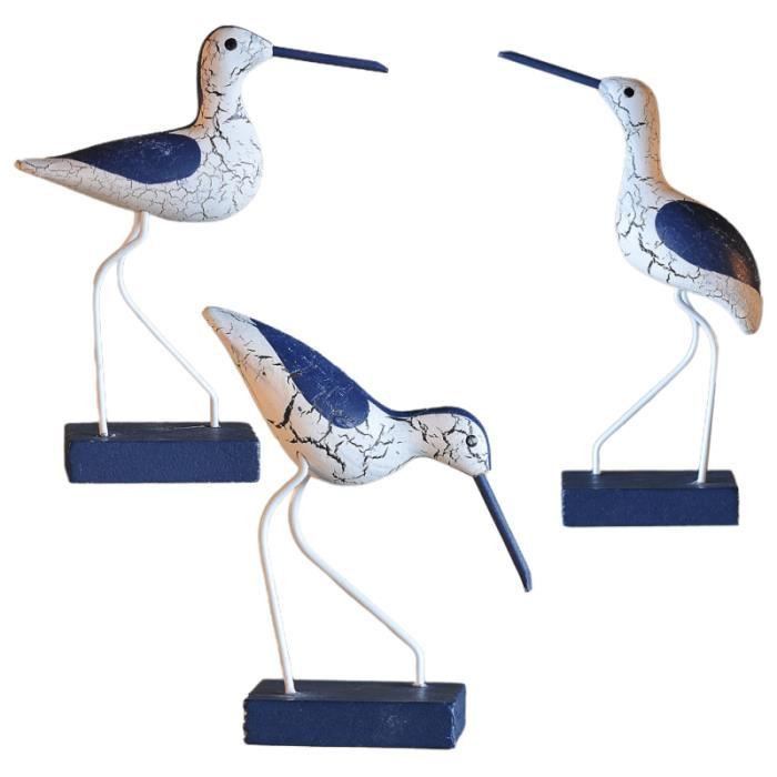 HEALLILY Lot De 2 Figurines Mouettes En Bois – Décoration Côtière Nautique, Statue Oiseau De Mer Pour Maison, Bureau Ou Jardin, Ambiance Océan Brun Clair