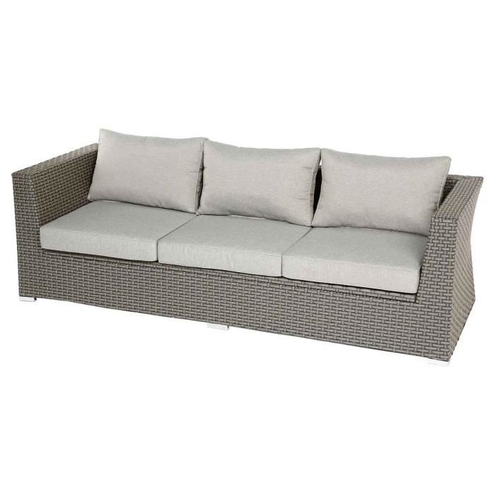 Canape 3 Places Pour Salon De Jardin Resine Tressee Tasmania Moka