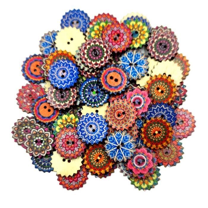 Lot De 8 Boutons Vintage Multicolores Verts - Diamètre 1,9 Cm, Référence 1059, Origine France