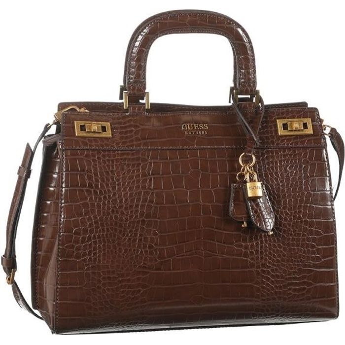 GUESS Sac a Main Katey Large Luxury Satchel Marron Femme Taupe Cdiscount Bagagerie Maroquinerie