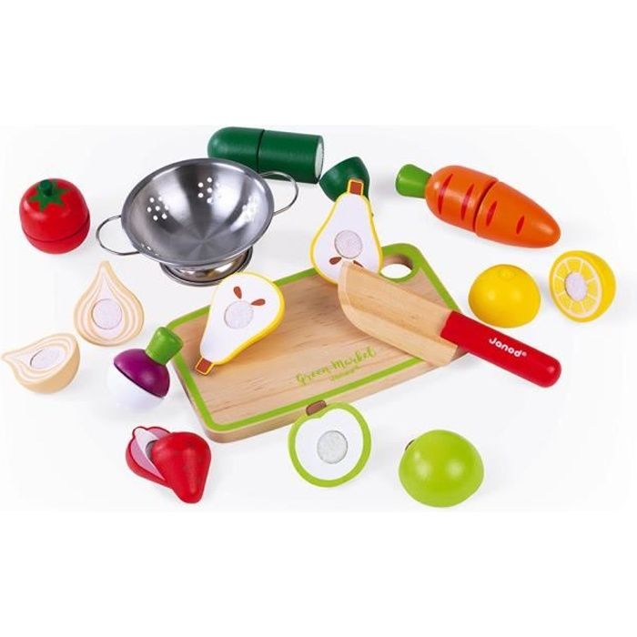 Toys of Wood Oxford Fruits légumes à découper - Fruits et légumes en Bois.  Jeu d Imitation Cuisine Montessori pour Enfant dès 3 Ans ou Plus.