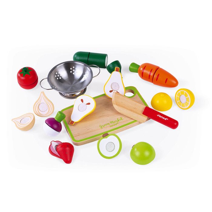 Jouet d imitation en bois JANOD Set 9 Fruits et legumes a decouper Multicolore Mixte 3 ans