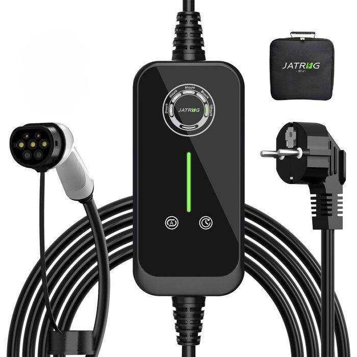 JATRHG EV Chargeur 10M 3.6KW-1.5KW 16A|13A|10A|8A Type 2 Câble de Charge Voiture Electrique Portable Courant Commutable chargeur EV