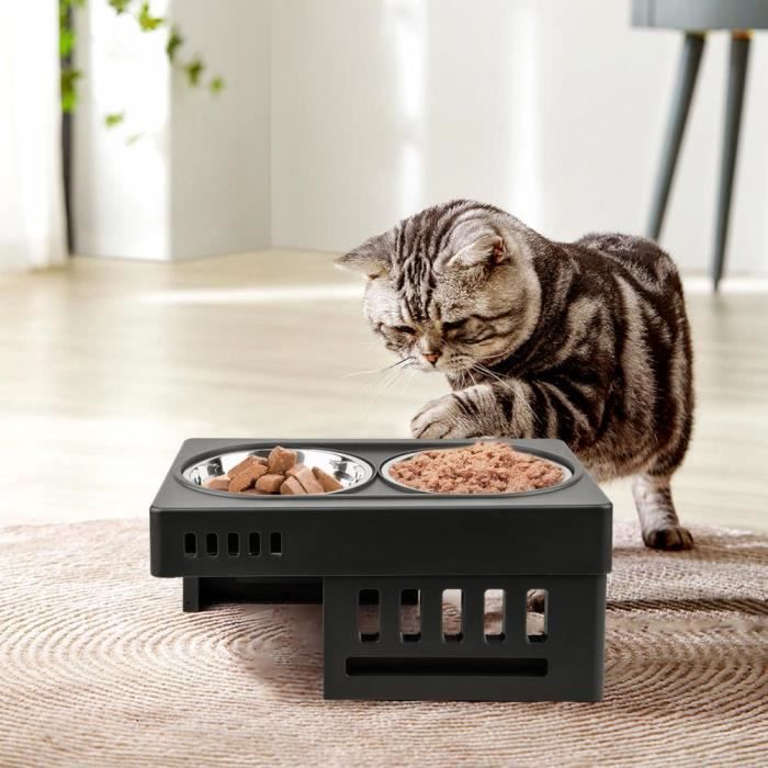 Meilleurs prix pour Gamelle surélevée pour chien JEOBEST - 2 gamelles en acier inoxydable - 44*27.5*7cm