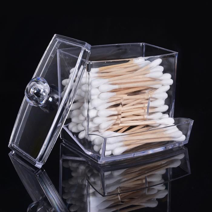 Lot De 3 Boîtes à Cotons-Tiges Teklemon En Acrylique Transparent - Rangement Salle De Bain