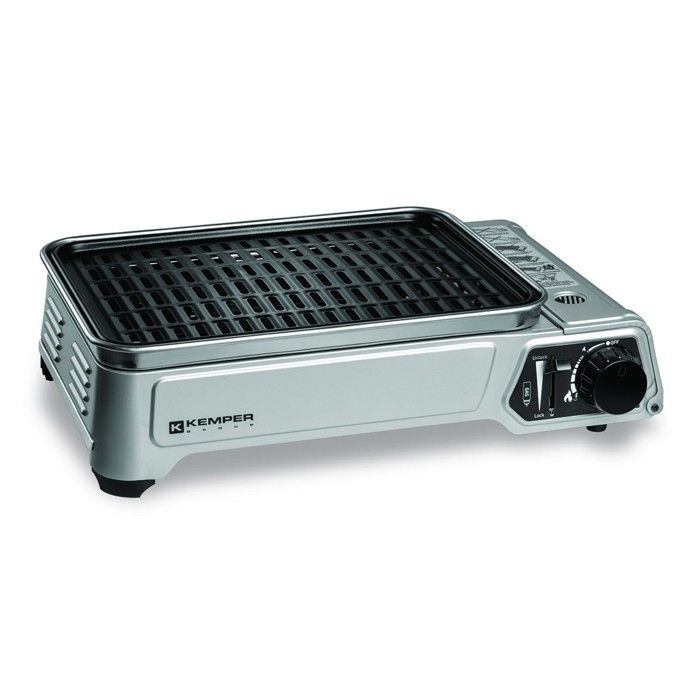 Barbecue &agrave; gaz portable 1900W Plaque anti adhesive amovible Camping KEMPER