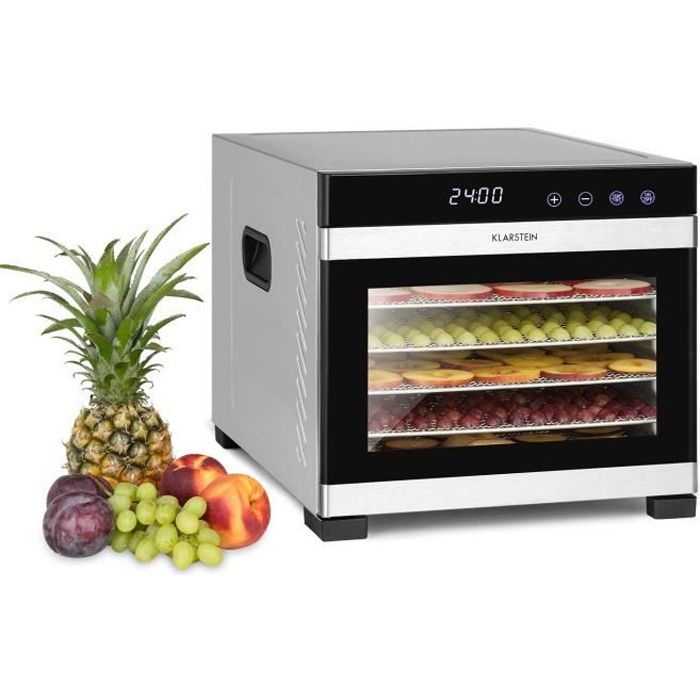 Déshydrateur alimentaire - Klarstein Flavour Dry - 650W - 6 plateaux inox - Déshydrateur fruits et légumes - de 35 à 75°C - Noir