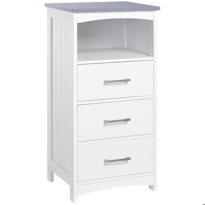 Meuble de salle de bain - kleankin - rangement sur pied armoire 3 tiroirs 1 niche mobilier - bois - 40x33x80cm - blanc Meuble de salle de bain - kleankin - rangement sur pied armoire 3 tiroirs 1 niche mobilier - bois - 40x33x80cm - blanc