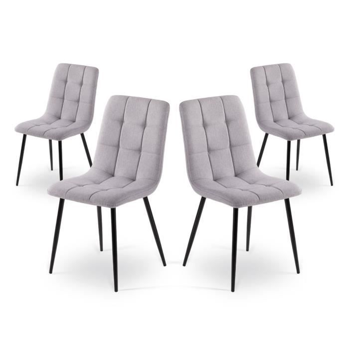 chaises mc haus - maya light grey x4 - lot de 4 - gris clair - style vintage