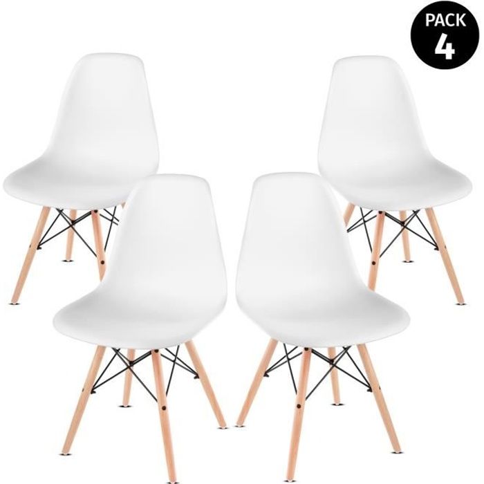 mc haus · sena blanche x4 · lot 4 chaises blanches pour la salle à manger, le salon, le bureau ou la terrasse. design nordique.