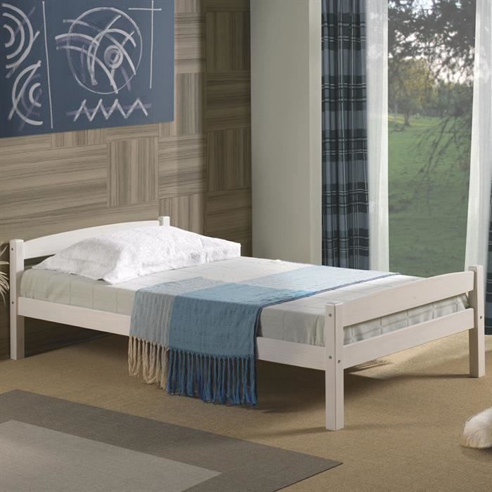 IDIMEX Lit Simple lit Enfant Felix en pin Massif 90 x 190 cm lasuré Blanc