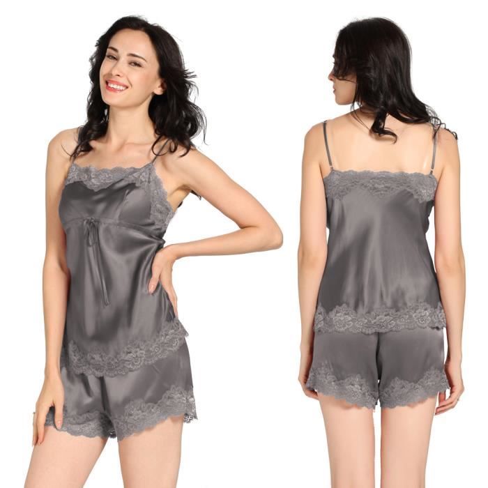 Pyjama short soie femme Clearance