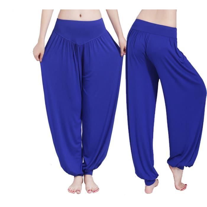 Pantalon de Yoga Femme Bouffant Harem Pilates - Bleu Fonc&eacute;