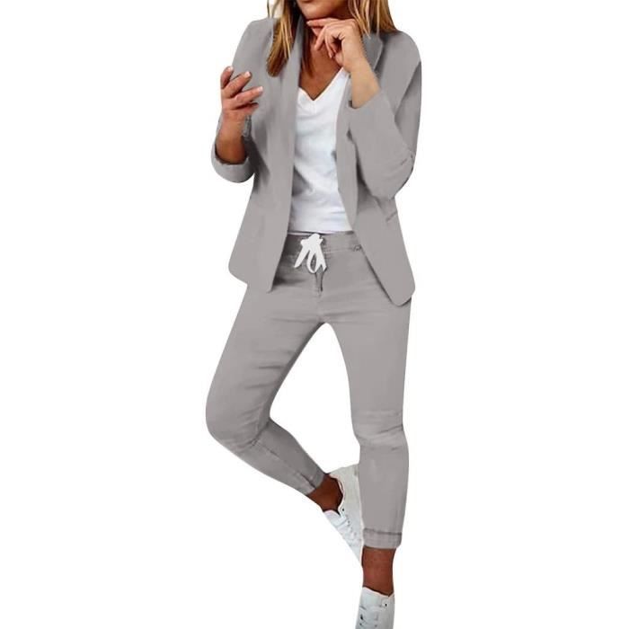 Tailleur pantalon store gris femme
