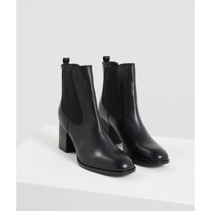 Bottines en cuir femme GRAIN DE MALICE Talon haut Noir Black Cdiscount Chaussures