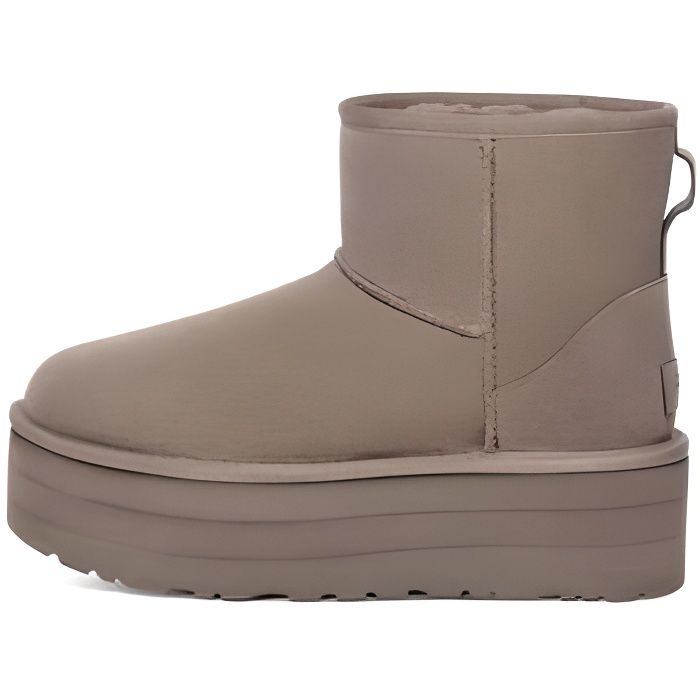 Botte UGG CLASSIC MINI PLATFORM - ZZZ BELT - Femme - Blanc/Anthracite - Daim-Nubuck - Plat