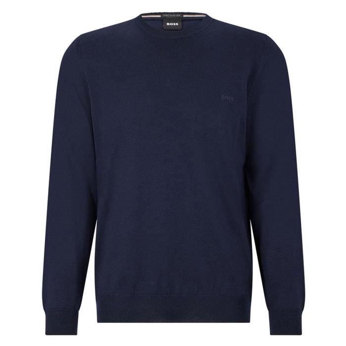 BOSS Hommes Botto L Pull en Laine eco Responsable avec Logo brode Dark blue Cdiscount Pret a Porter