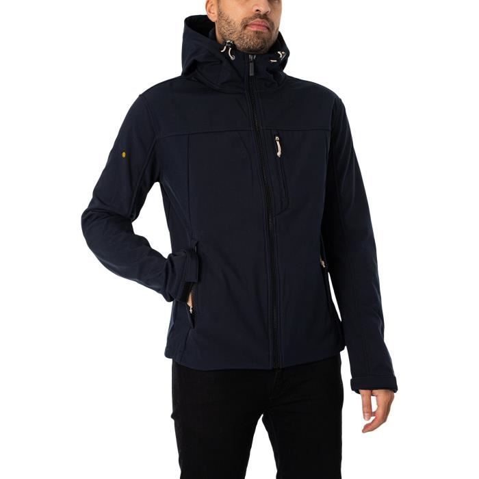 Veste De Randonnee Softshell A Capuche Superdry Homme Bleu Cdiscount Sport