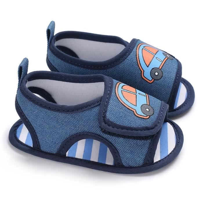 Nouveau Ne Bebe Garcon Dessin Anime Voiture Antiderapante Semelle Souple Sandales Chaussures Simples Bleu Bleu Cdiscount Chaussures