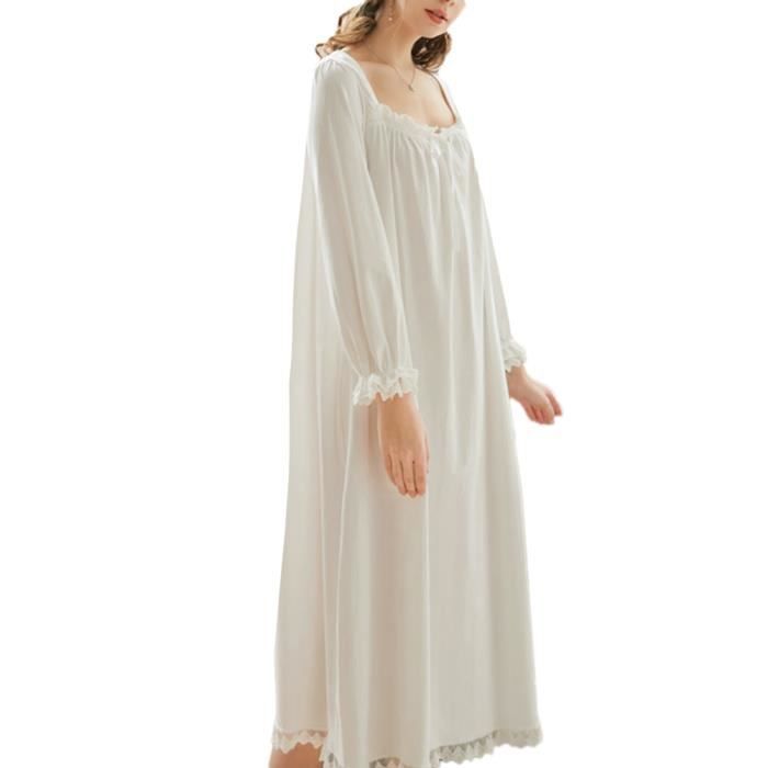 Femmes Fille Chemise De Nuit Coton Chemise De Nuit en Dentelle