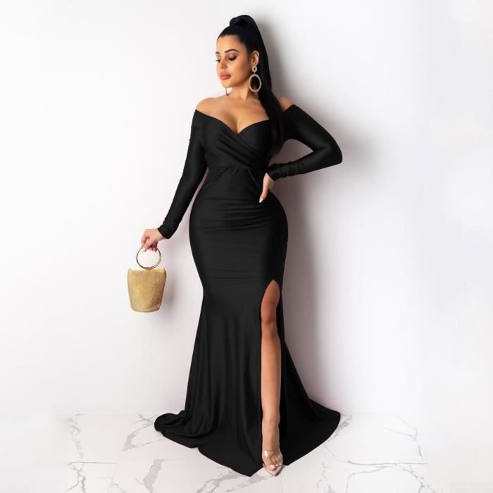 Robe femme epaule denudee grande balancoire Noir KJEHOME jianchu Noir Cdiscount Pret a Porter