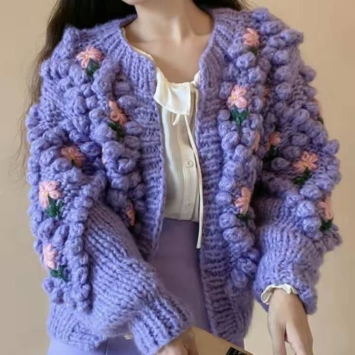 VINTAGE Pull cardigan pour femme UK 10 Petit acrylique blanc