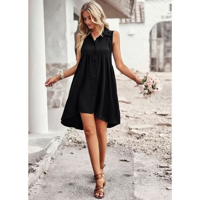 GRACE KARIN Robe D'été Décontractée Sans Manches Pour Femme - Robe De Plage Trapèze à Manches Flottantes, Blanc, M