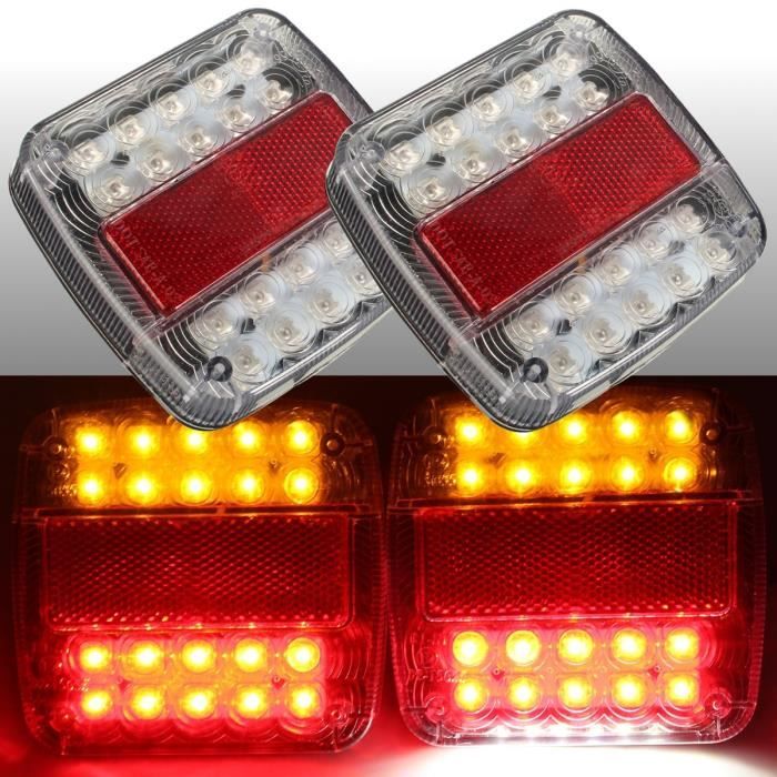 Jackallo LED Feux arri/ère pour remorque 1 Paire 19 Feux arri/ère de remorque LED Clignotant int/égr/é Lampe de Course pour Camion ATV