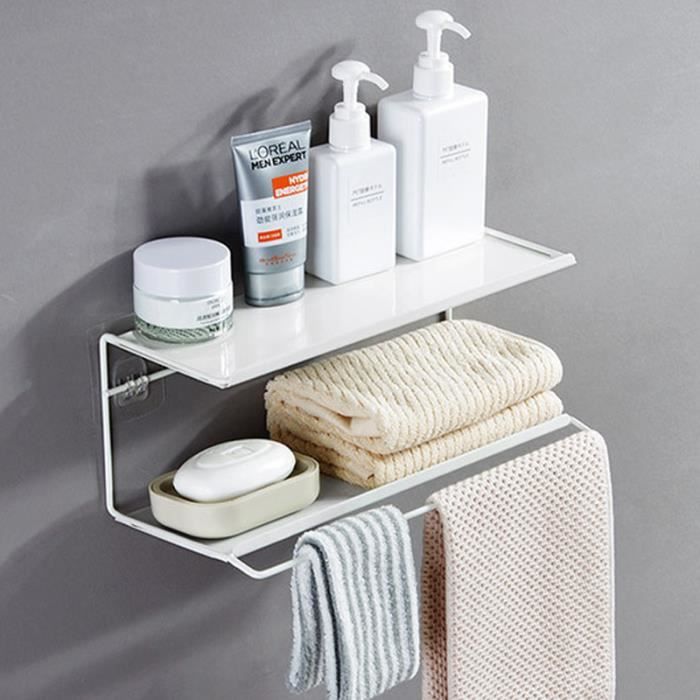 etagere murale salle de bain en bois blanc cdiscount