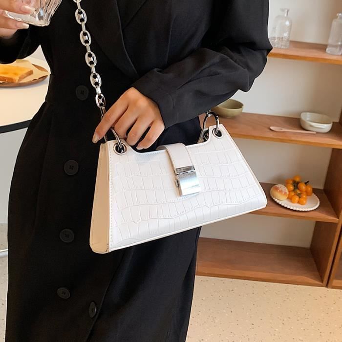 Sac Bandouli?�re Femme Cuir PU Sac ?� Main Femme Cha?�ne Port?� Epaule Fourre Sac de messager Sac ?� 